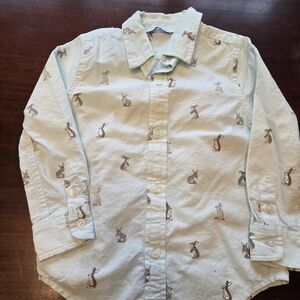 Janie and Jack Light Blue Bunny Print Boy's Shirt